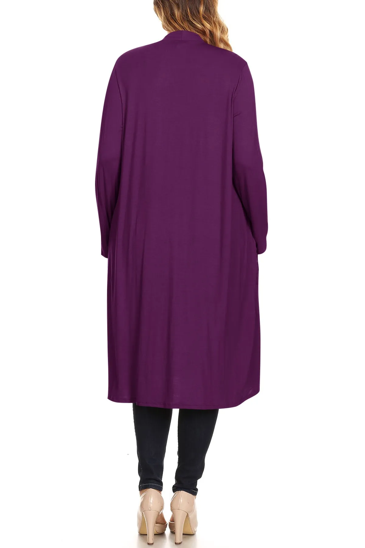 Plus Size Open Front Comfy Loose Fit Lightweight Casual Solid Long Cardigan V5611 $12Each