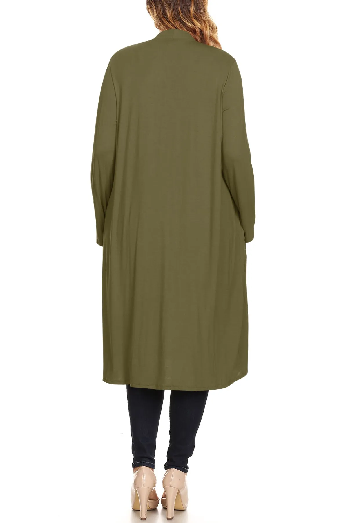 Plus Size Open Front Comfy Loose Fit Lightweight Casual Solid Long Cardigan V5611 $12Each