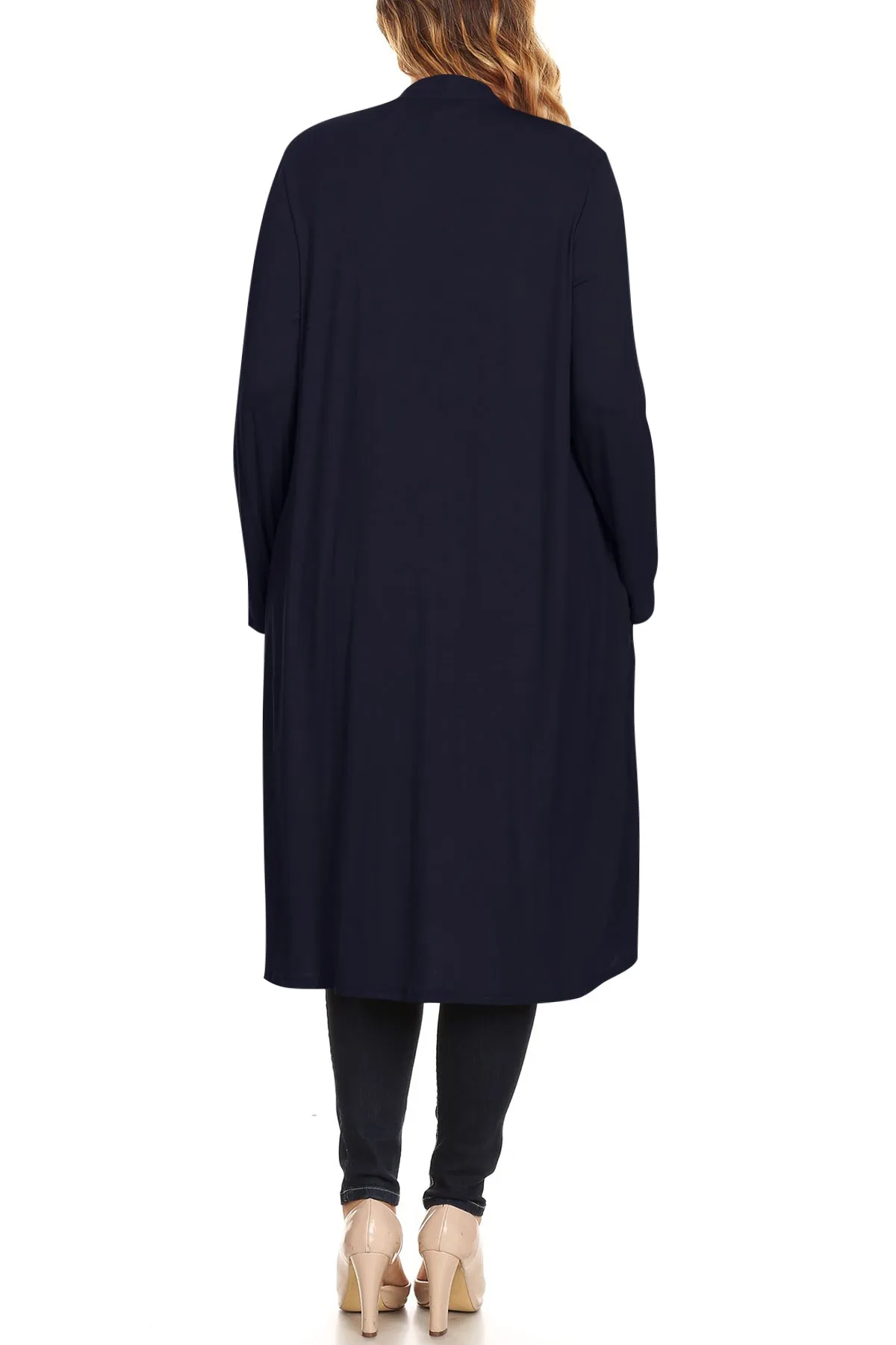 Plus Size Open Front Comfy Loose Fit Lightweight Casual Solid Long Cardigan V5611 $12Each