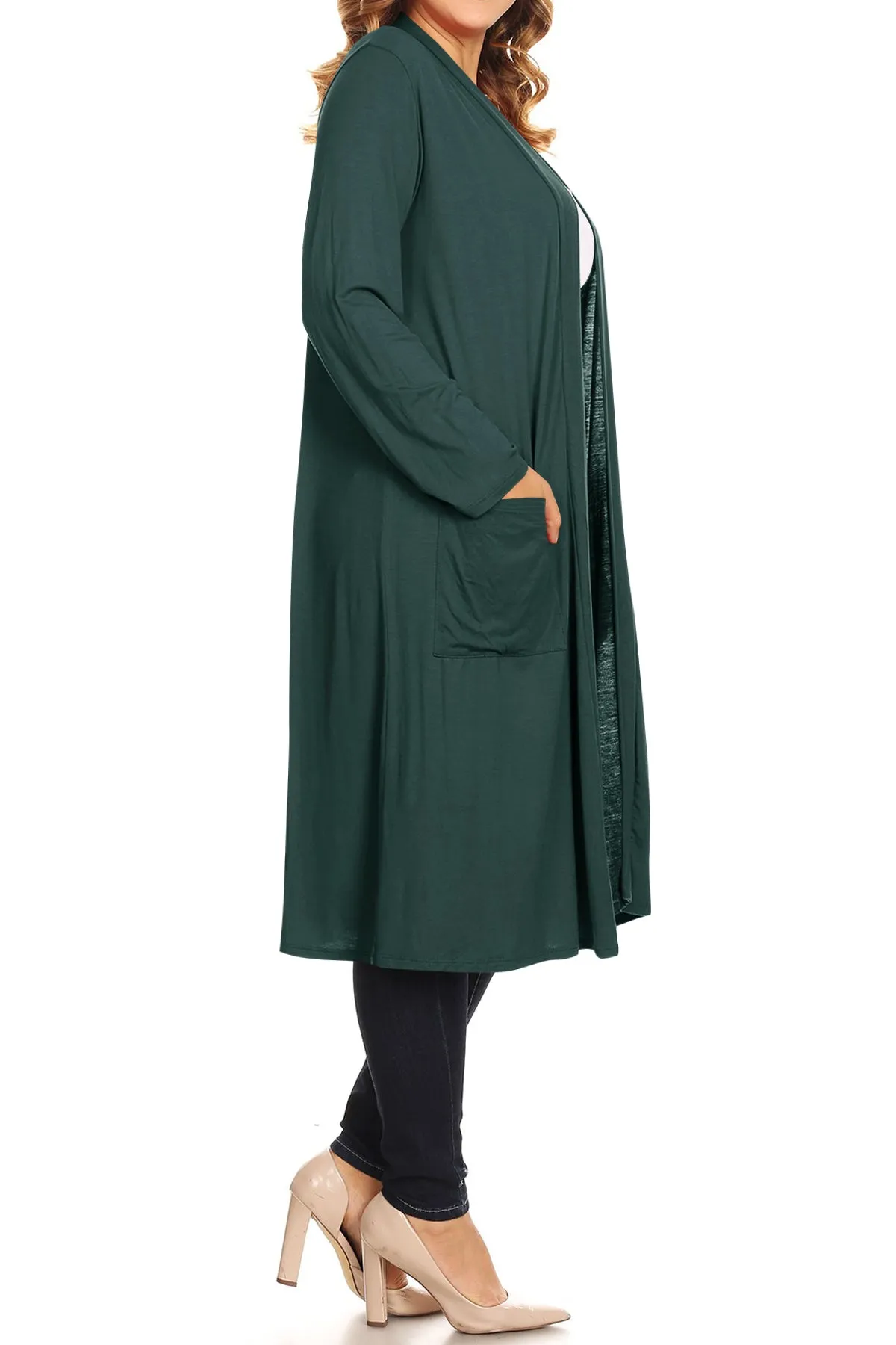 Plus Size Open Front Comfy Loose Fit Lightweight Casual Solid Long Cardigan V5611 $12Each