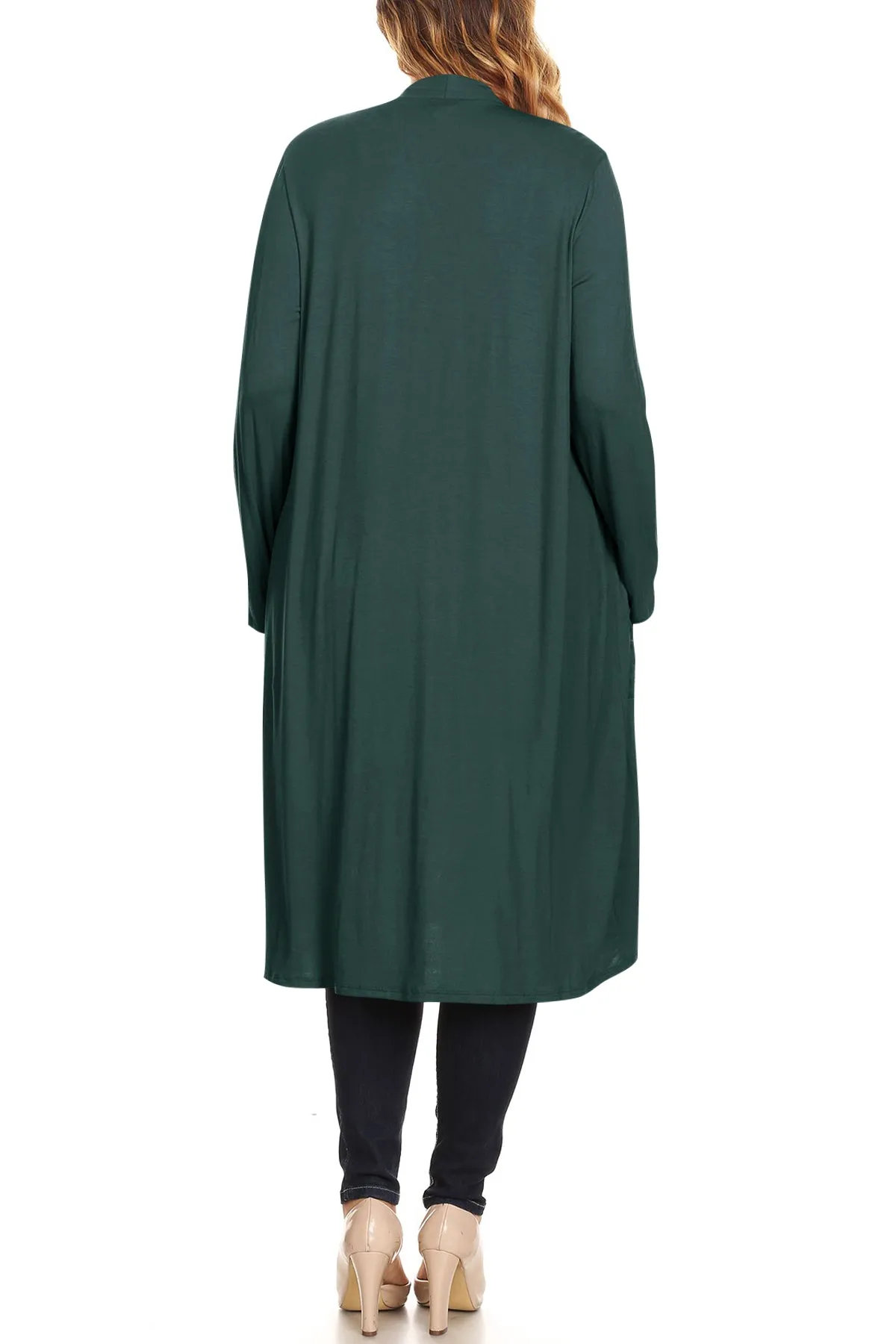 Plus Size Open Front Comfy Loose Fit Lightweight Casual Solid Long Cardigan V5611 $12Each