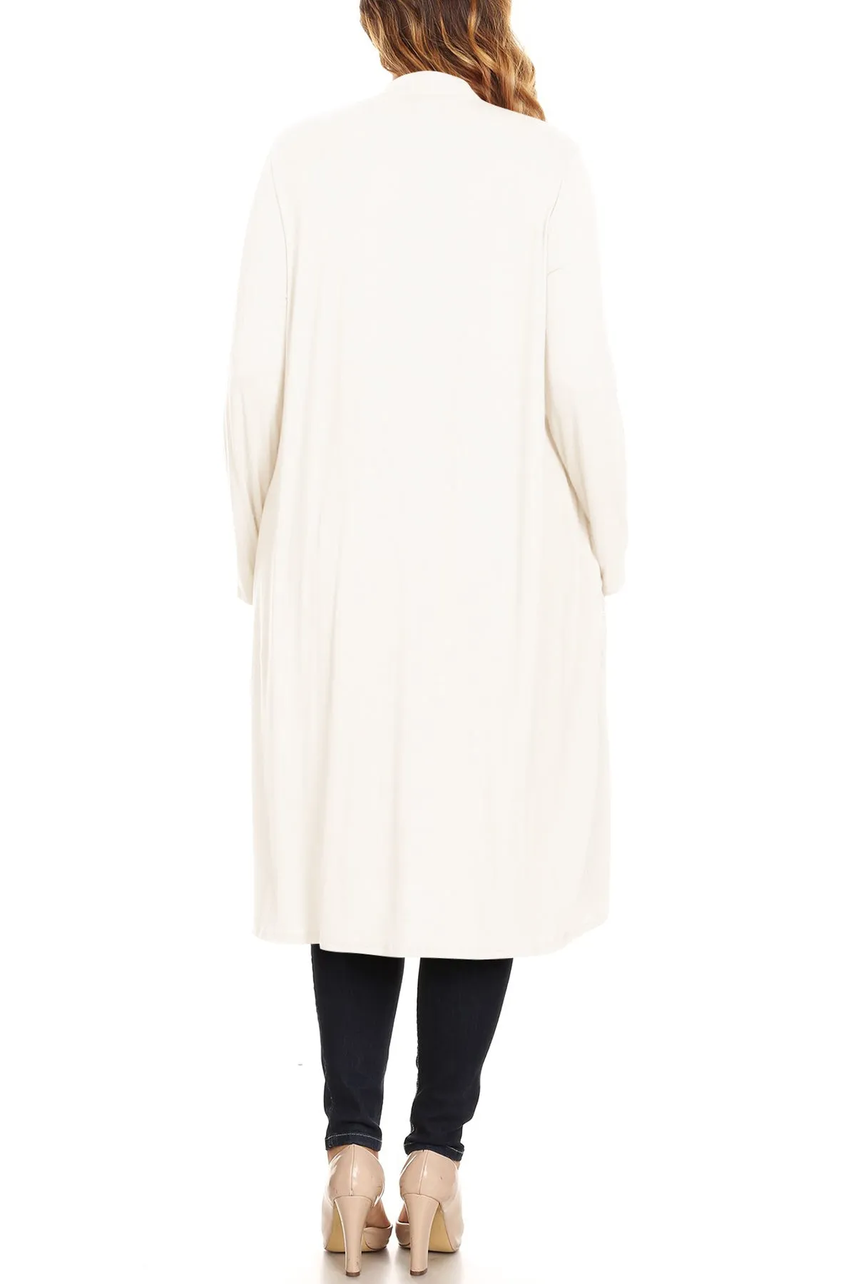 Plus Size Open Front Comfy Loose Fit Lightweight Casual Solid Long Cardigan V5611 $12Each