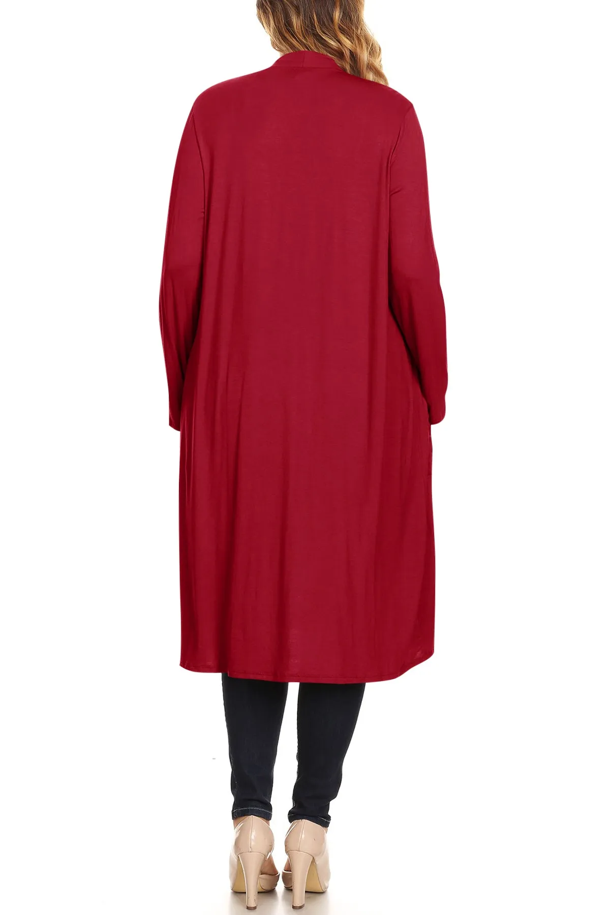 Plus Size Open Front Comfy Loose Fit Lightweight Casual Solid Long Cardigan V5611 $12Each
