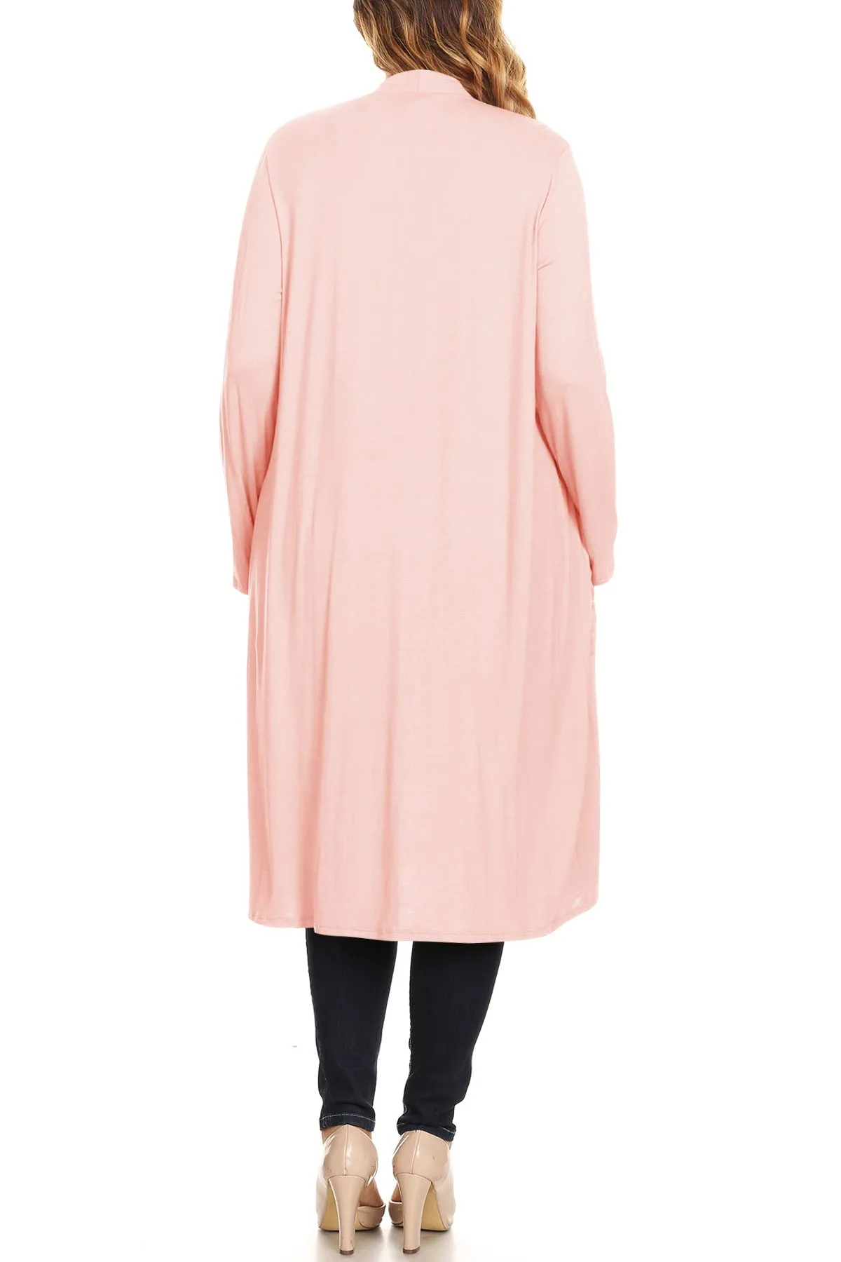 Plus Size Open Front Comfy Loose Fit Lightweight Casual Solid Long Cardigan V5611 $12Each