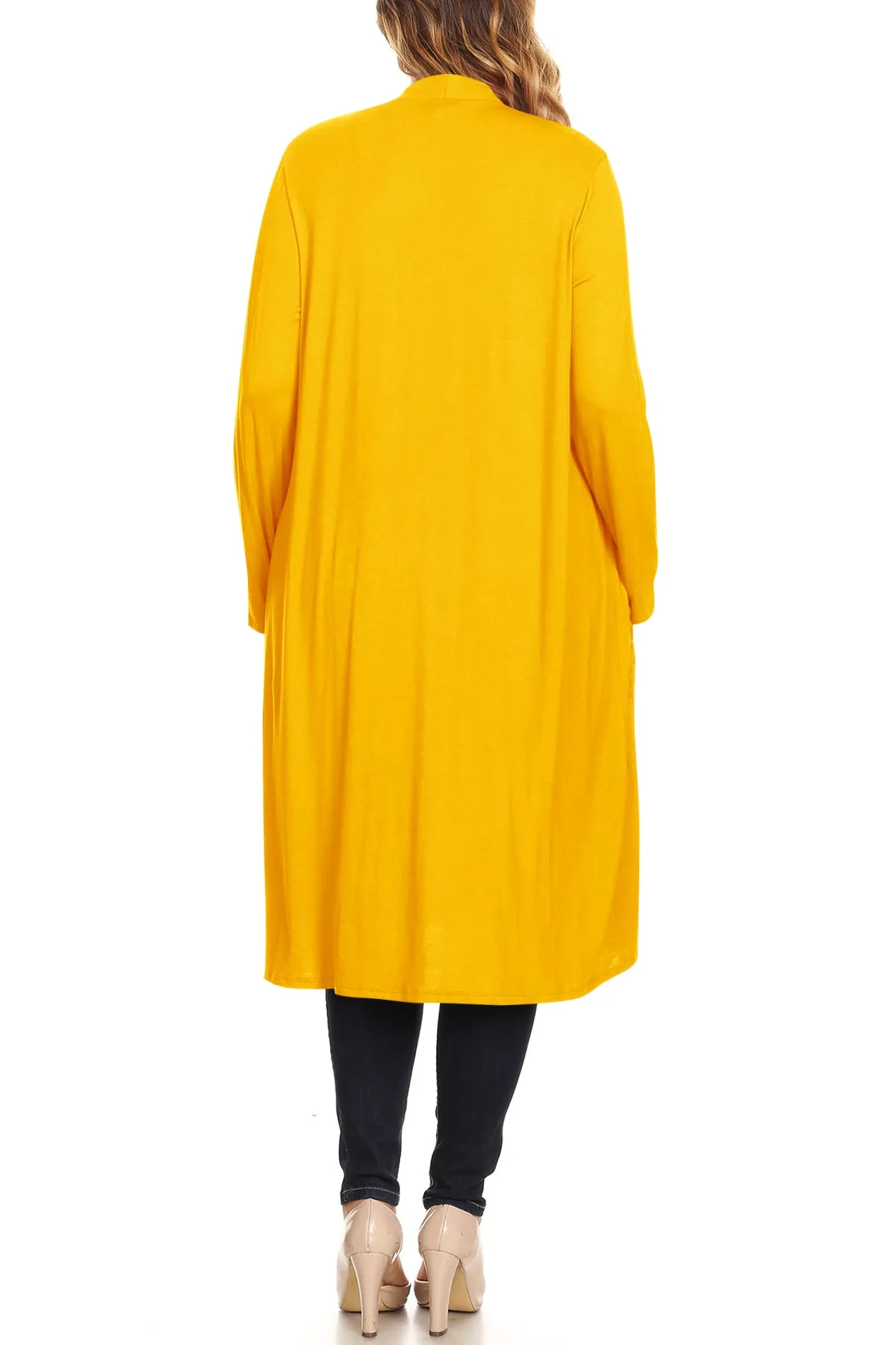 Plus Size Open Front Comfy Loose Fit Lightweight Casual Solid Long Cardigan V5611 $12Each