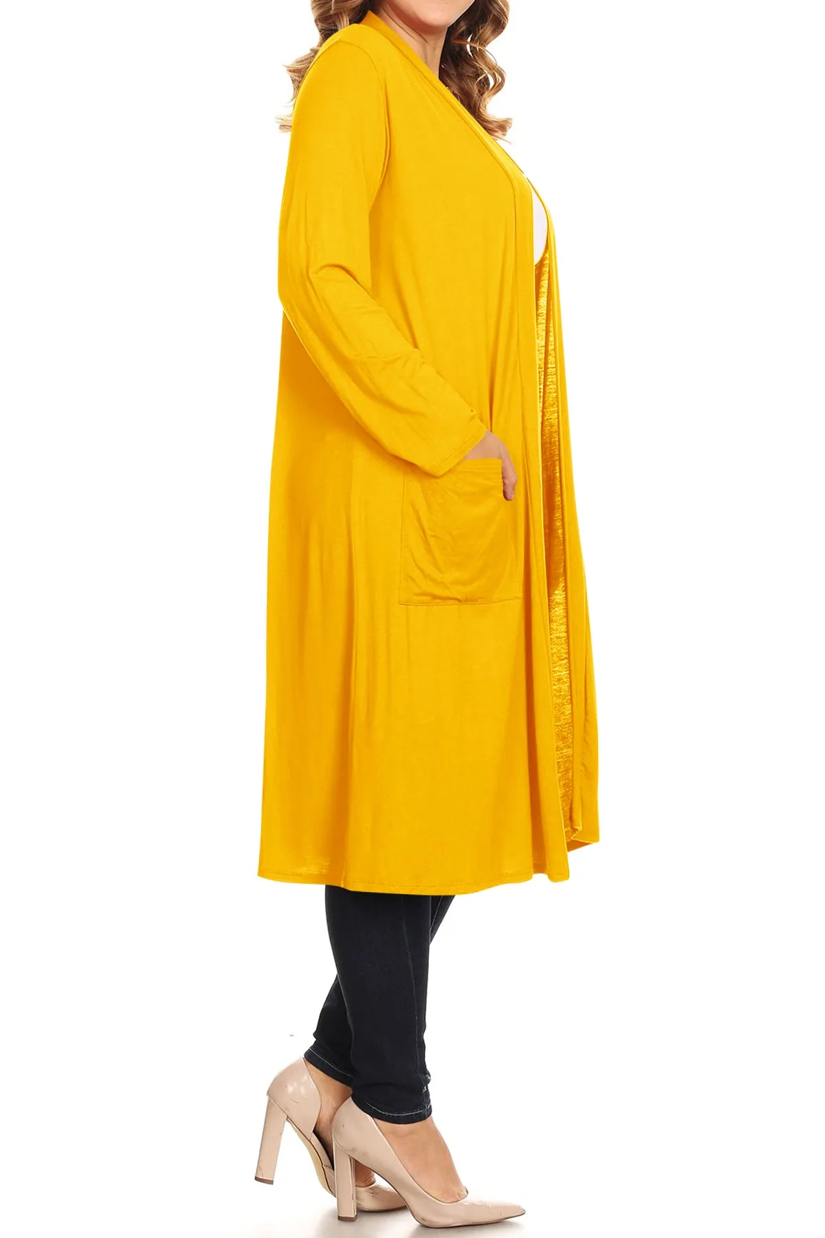 Plus Size Open Front Comfy Loose Fit Lightweight Casual Solid Long Cardigan V5611 $12Each