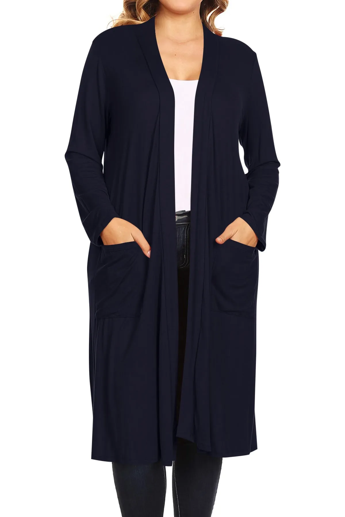 Plus Size Open Front Comfy Loose Fit Lightweight Casual Solid Long Cardigan V5611 $12Each