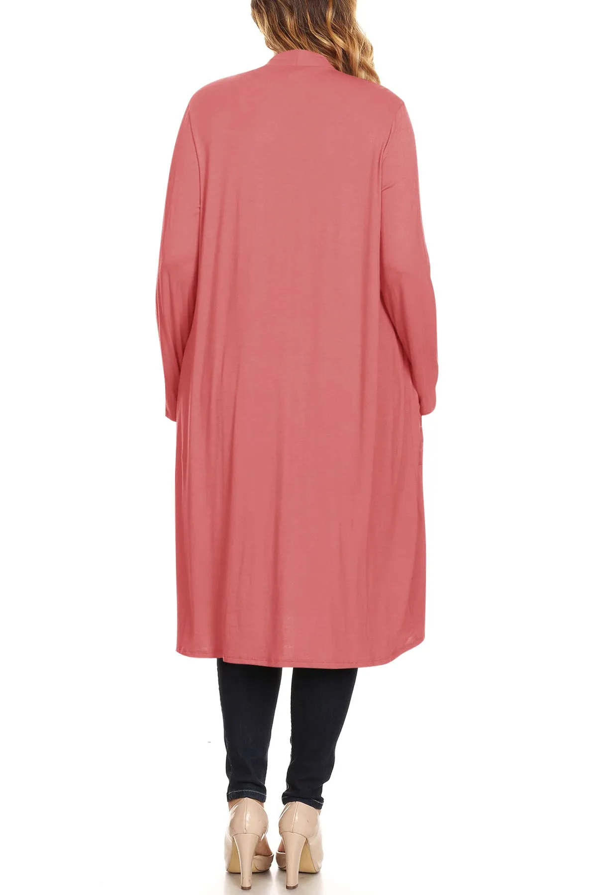 Plus Size Open Front Comfy Loose Fit Lightweight Casual Solid Long Cardigan V5611 $12Each
