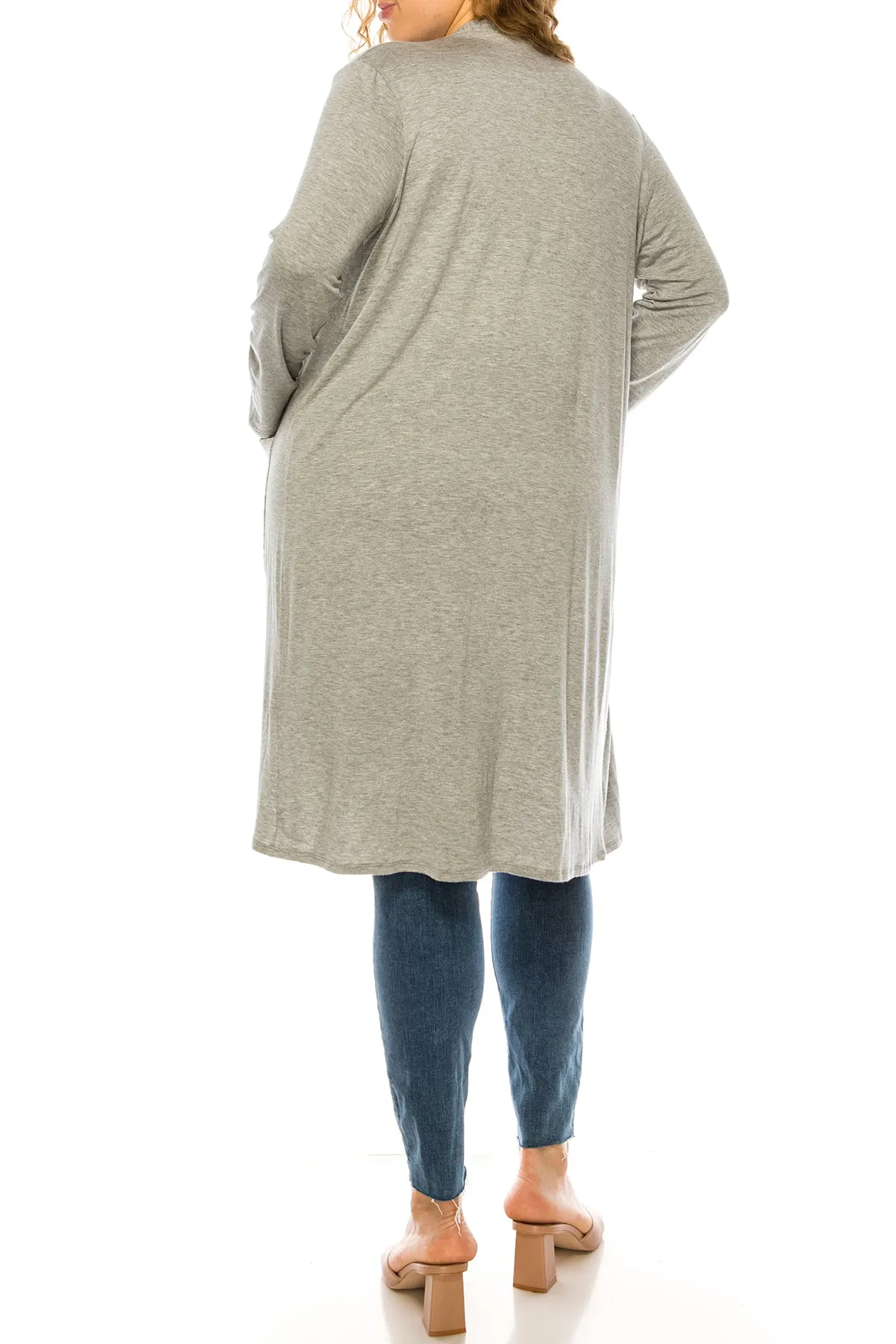 Plus Size Open Front Comfy Loose Fit Lightweight Casual Solid Long Cardigan V5611 $12Each