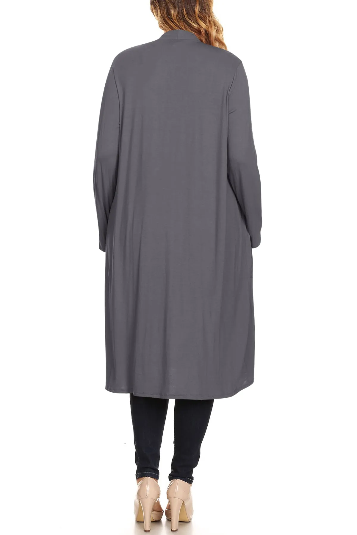 Plus Size Open Front Comfy Loose Fit Lightweight Casual Solid Long Cardigan V5611 $12Each