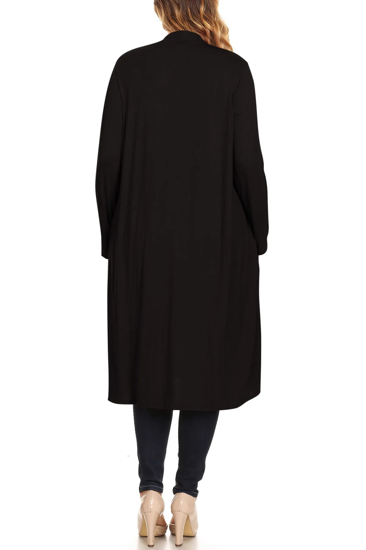 Plus Size Open Front Comfy Loose Fit Lightweight Casual Solid Long Cardigan V5611 $12Each