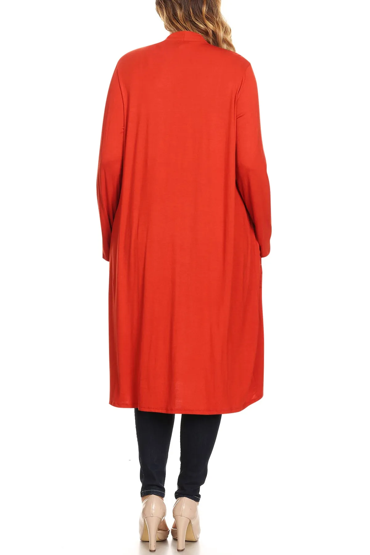Plus Size Open Front Comfy Loose Fit Lightweight Casual Solid Long Cardigan V5611 $12Each