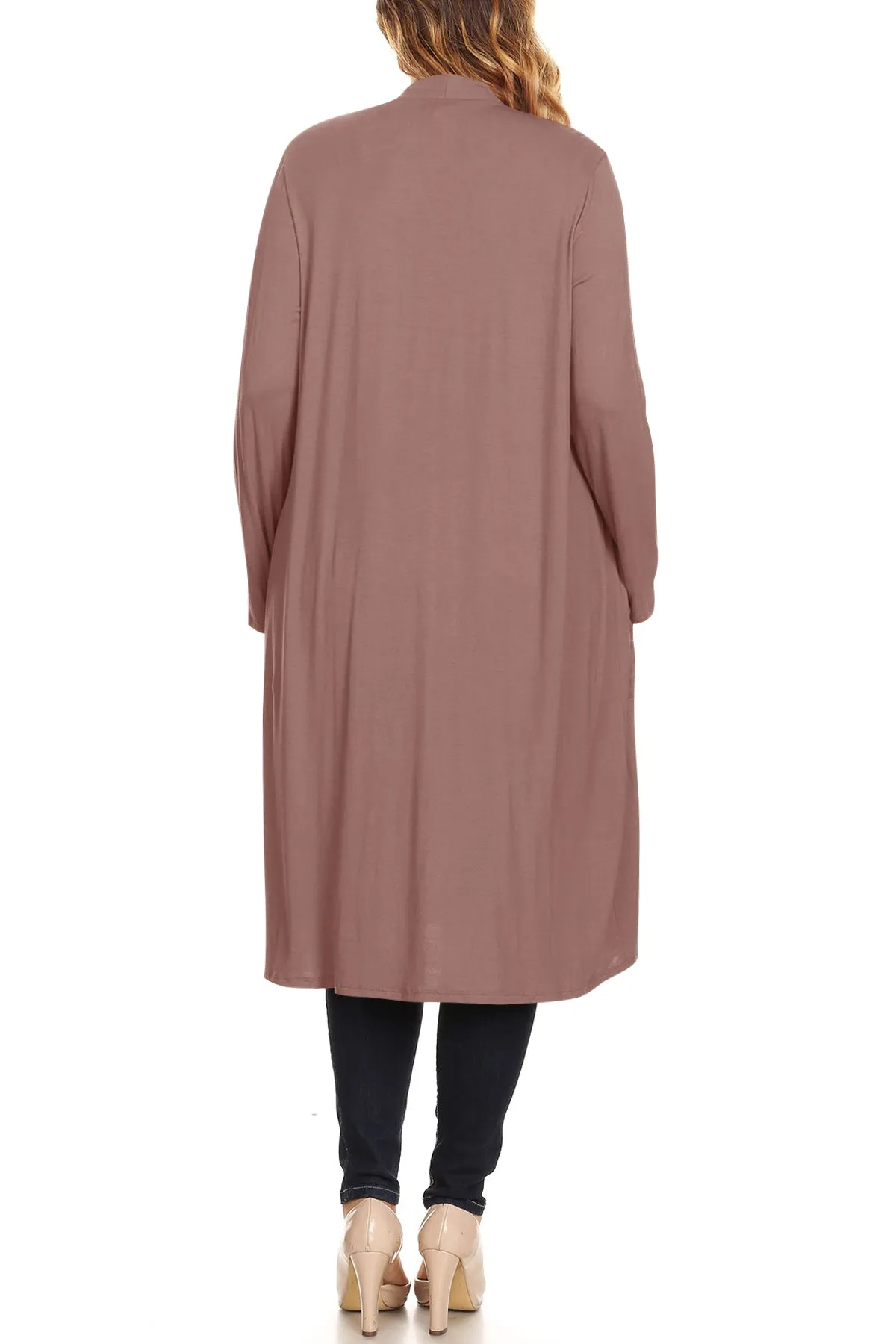 Plus Size Open Front Comfy Loose Fit Lightweight Casual Solid Long Cardigan V5611 $12Each