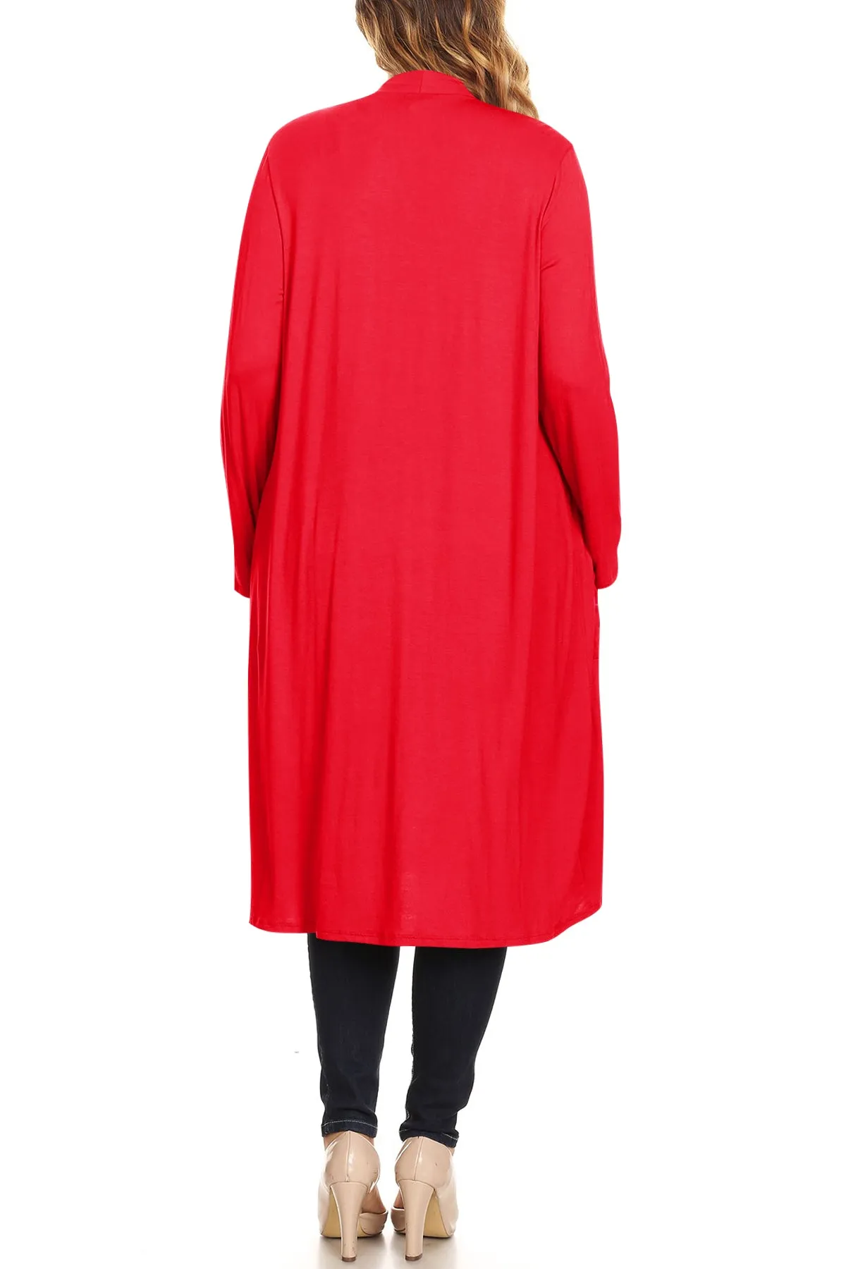 Plus Size Open Front Comfy Loose Fit Lightweight Casual Solid Long Cardigan V5611 $12Each