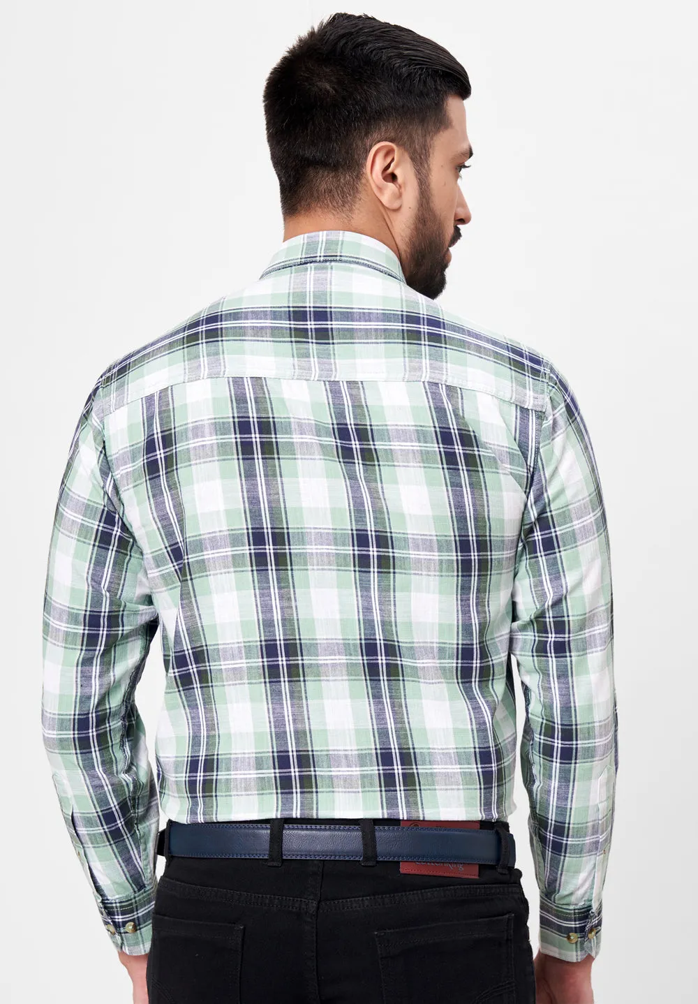 Pure Cotton Semi Formal-Smart Fit Shirt - 42491