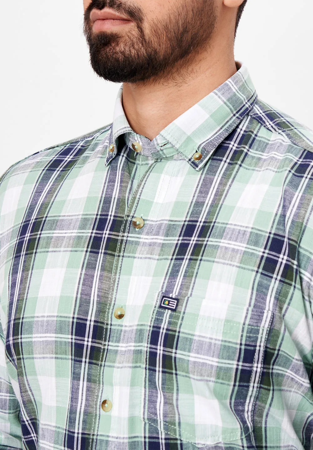Pure Cotton Semi Formal-Smart Fit Shirt - 42491
