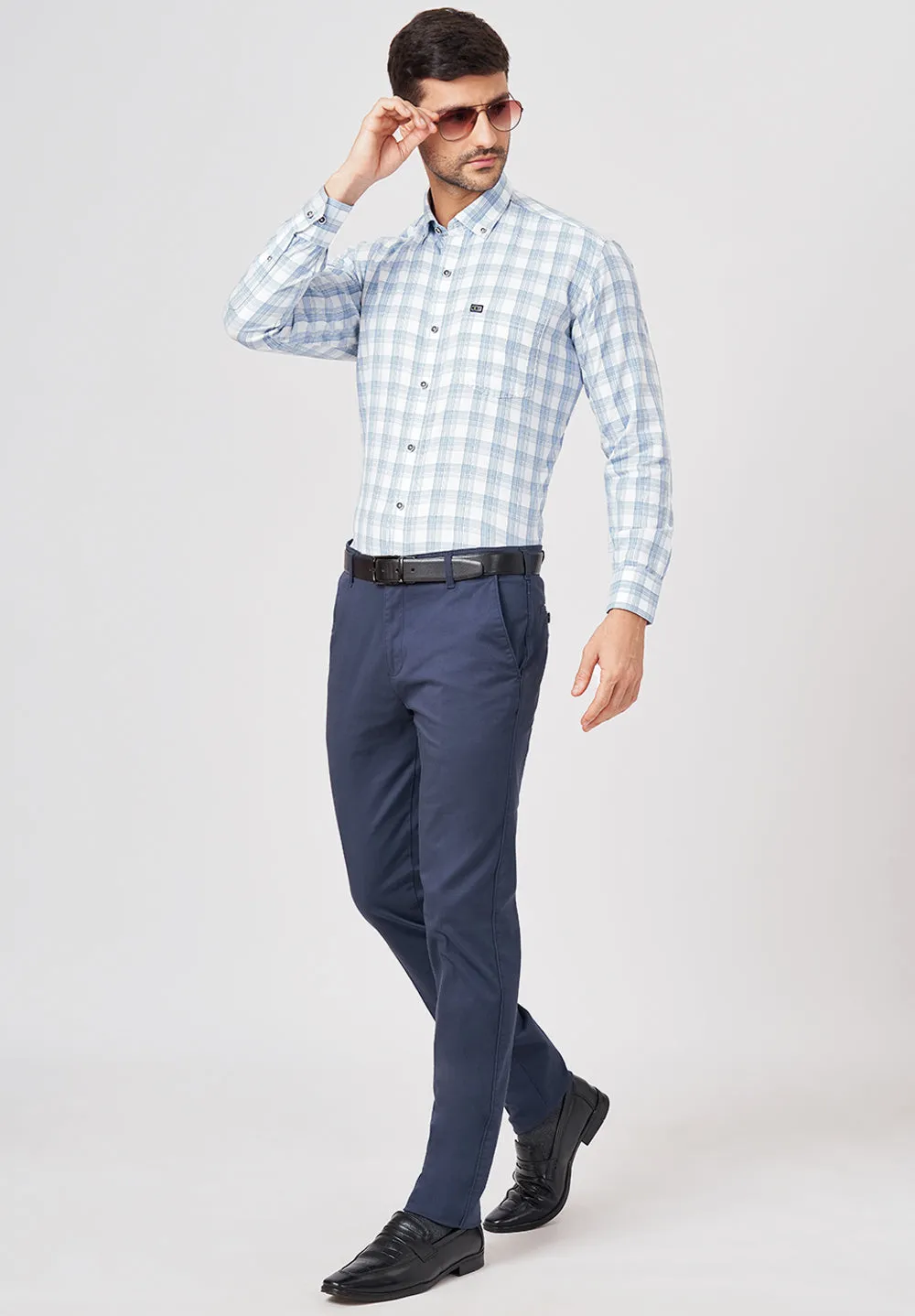 Pure Cotton Semi Formal-smart Fit Shirt - 42853