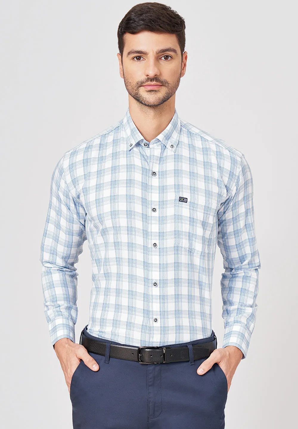 Pure Cotton Semi Formal-smart Fit Shirt - 42853