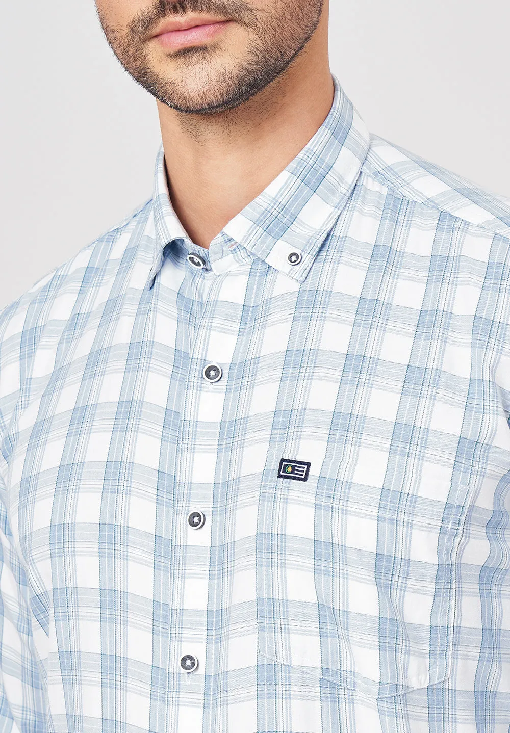 Pure Cotton Semi Formal-smart Fit Shirt - 42853