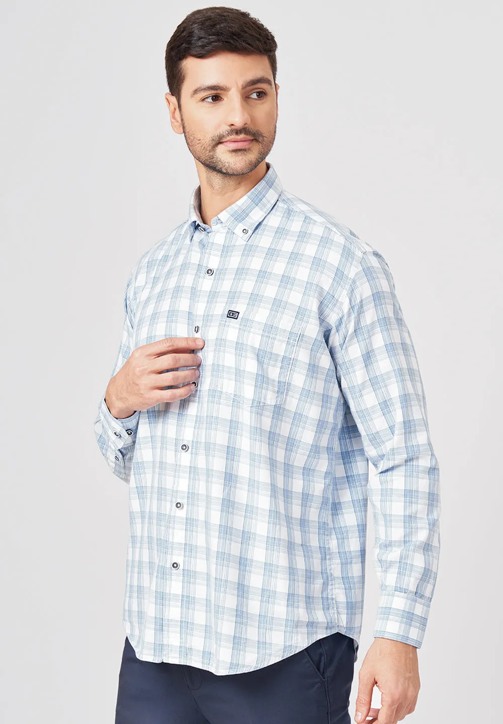 Pure Cotton Semi Formal-smart Fit Shirt - 42853