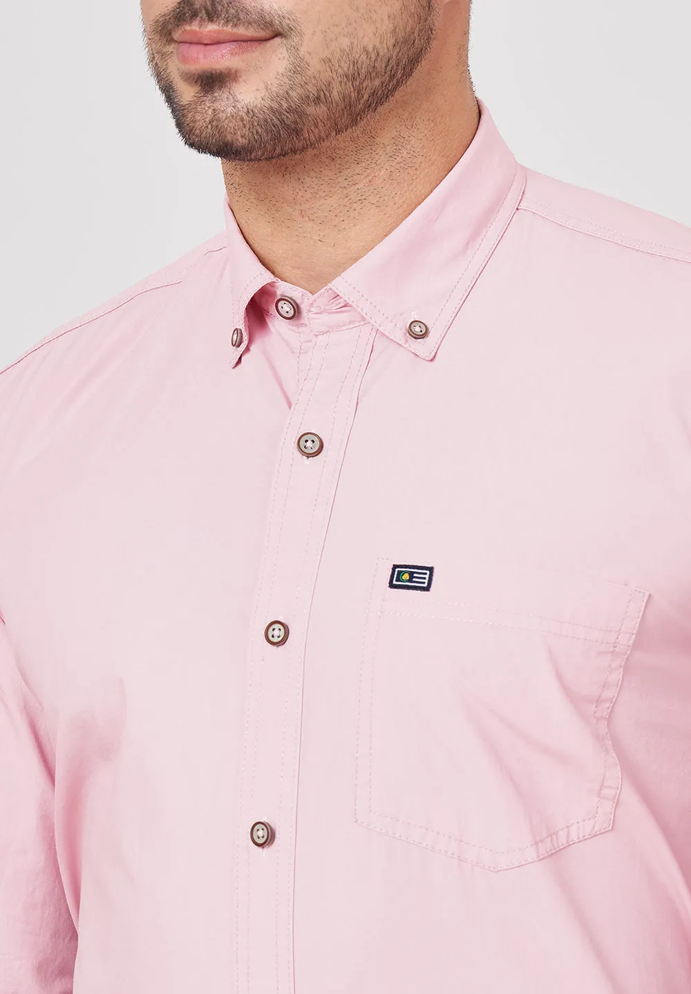Pure Cotton Semi Formal-smart Fit Shirt - 43132
