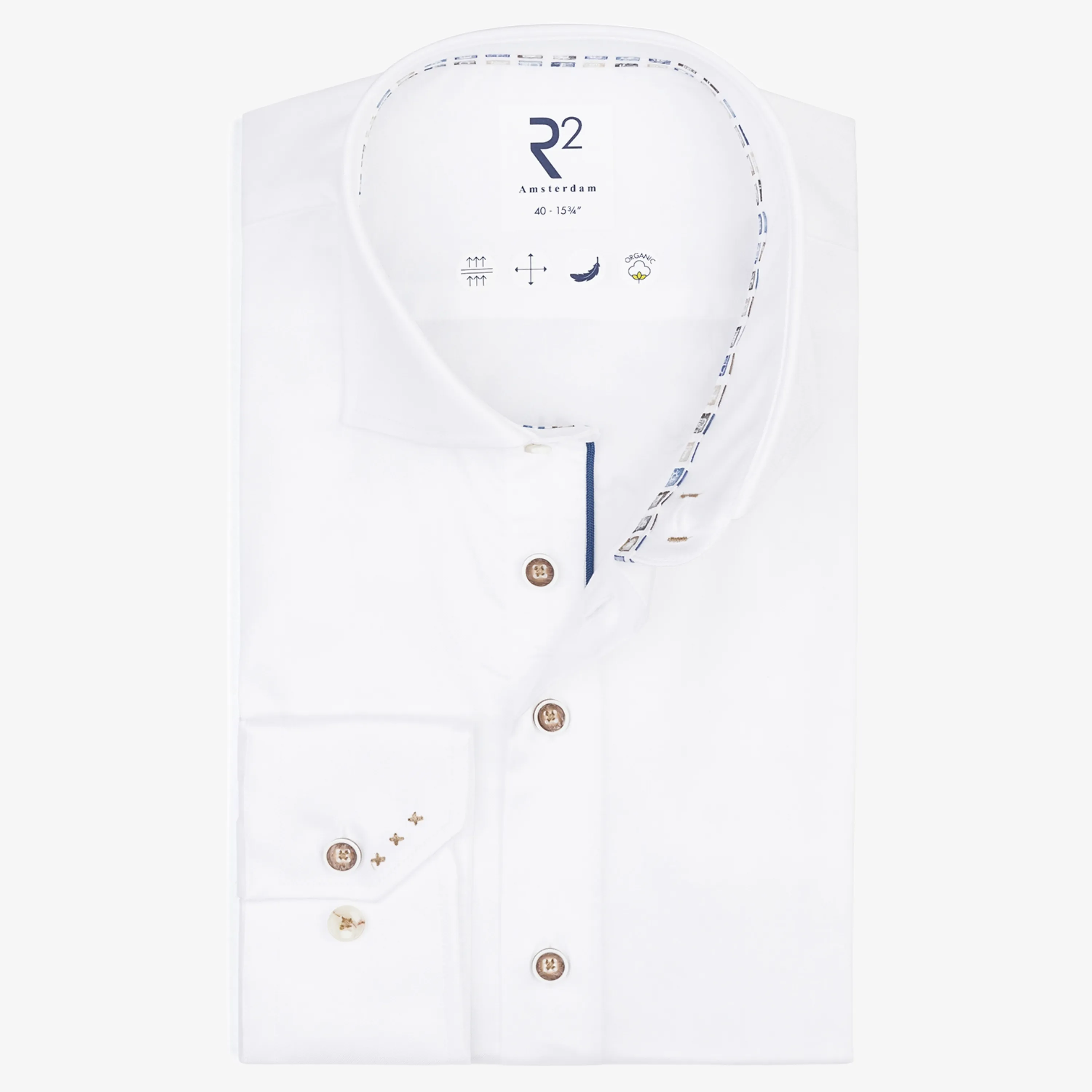 R2 Amsterdam 2 Ply Cotton Twill Shirt - White