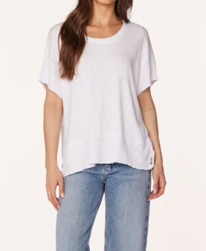 Raw Edge Dropped Shoulder Tee White