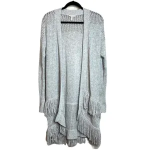 Rebecca Taylor Gray Crochet Wool Cashmere Blend Open Front Cardigan Size Small