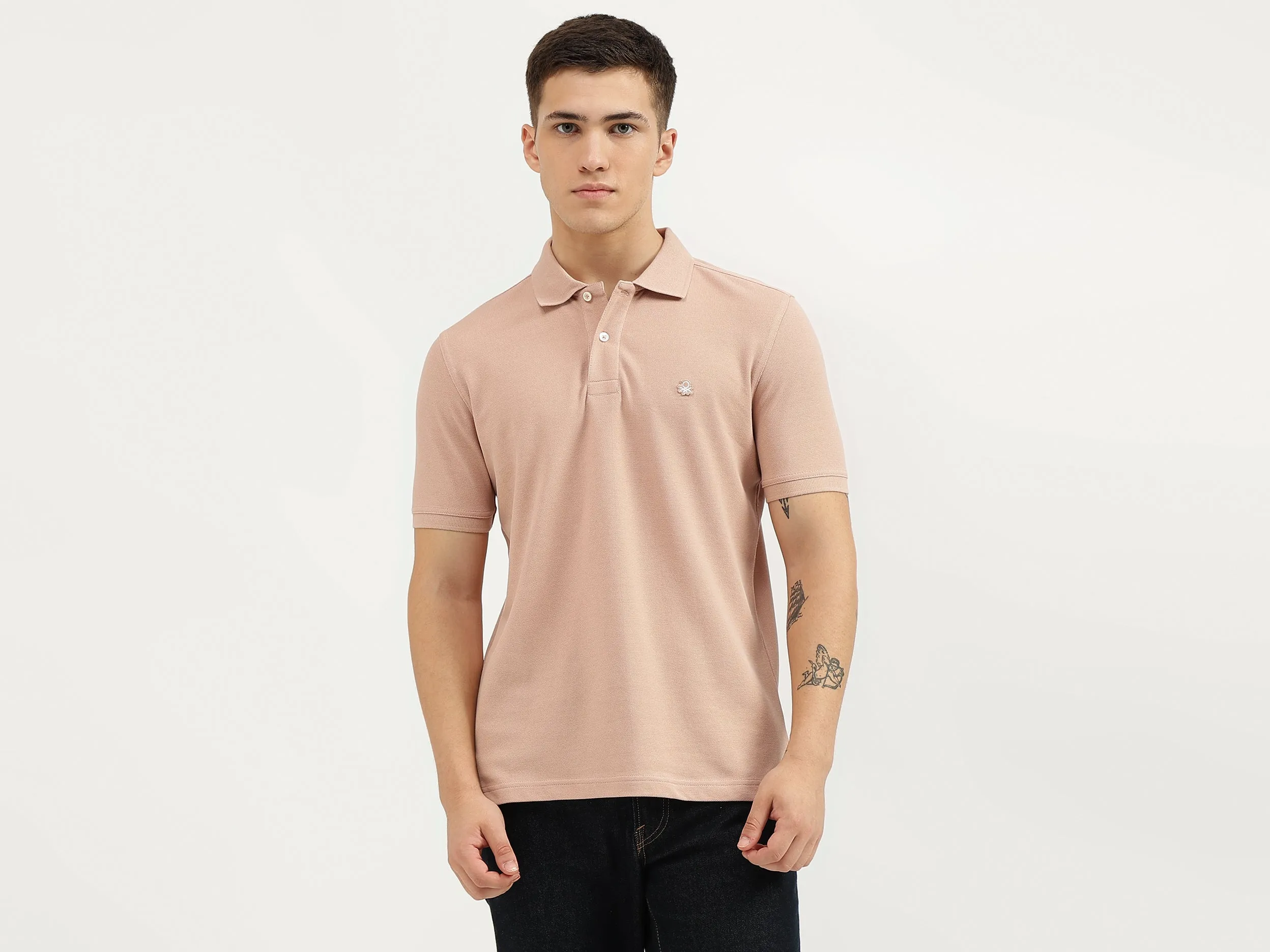 Regular Fit Polo Neck Solid T-Shirt