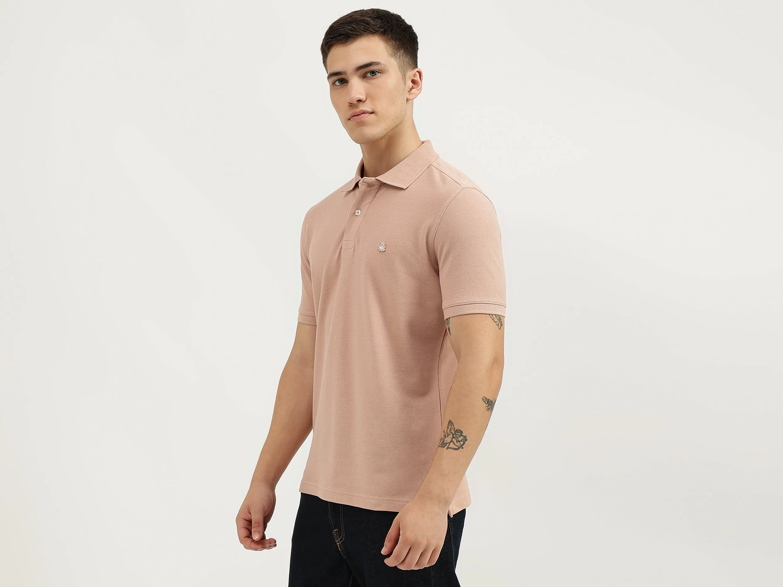 Regular Fit Polo Neck Solid T-Shirt