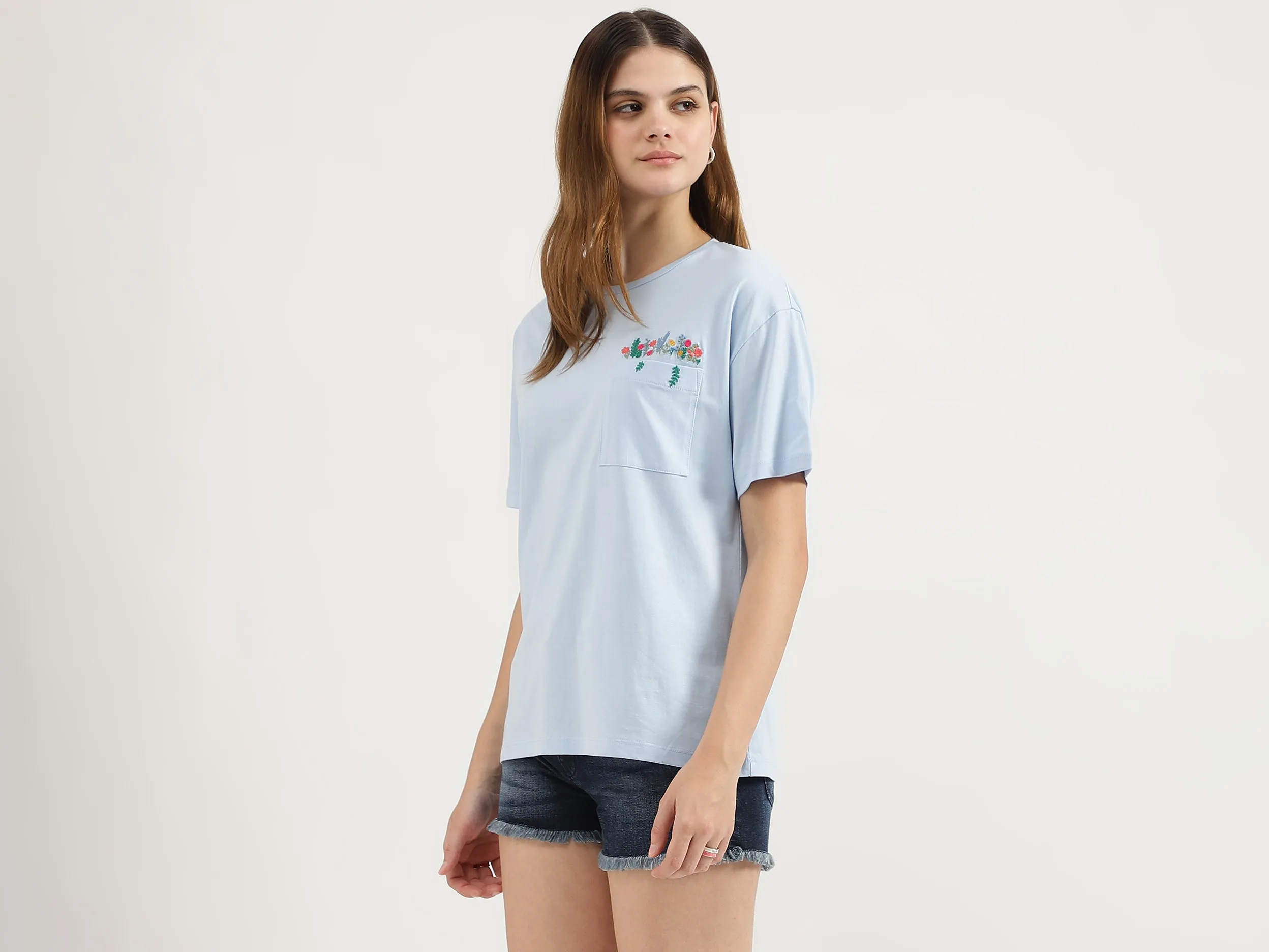 Relaxed Fit Round Neck Embroidered T-Shirts