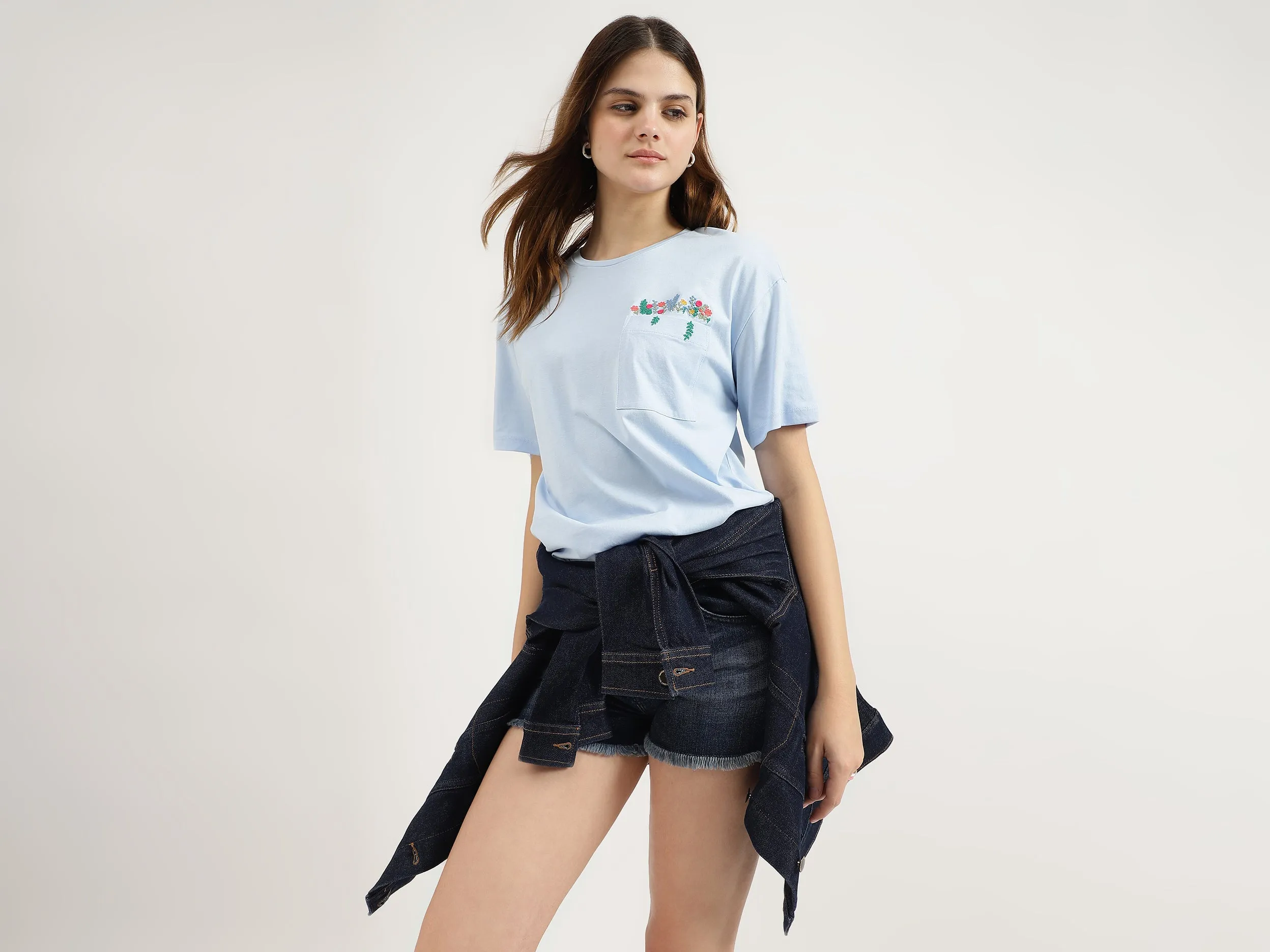 Relaxed Fit Round Neck Embroidered T-Shirts