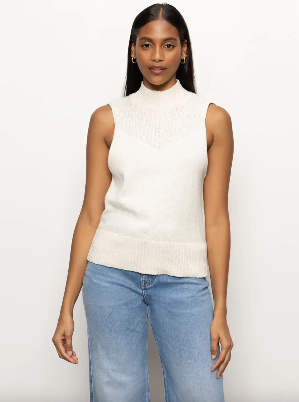 Rib Mock Tank-Oat