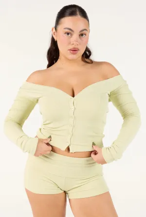 Ribbed Cardigan - Matcha