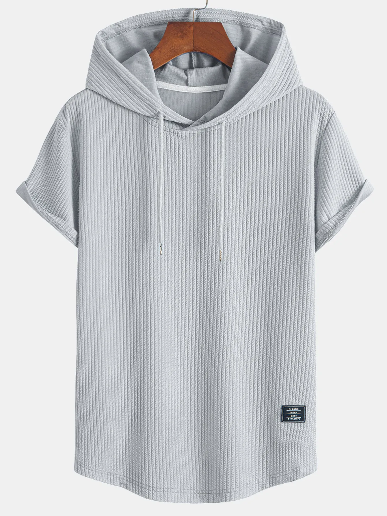 Ribbed Hooded  Arc Hem T-Shirt