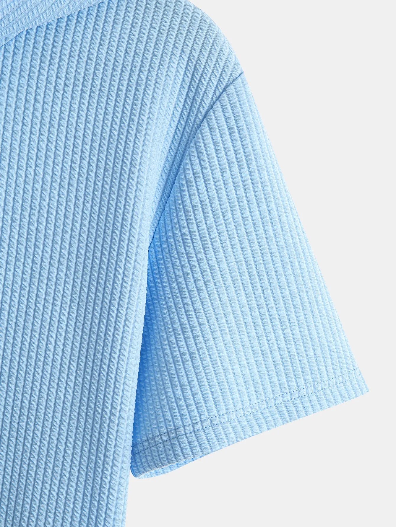 Ribbed Hooded  Arc Hem T-Shirt