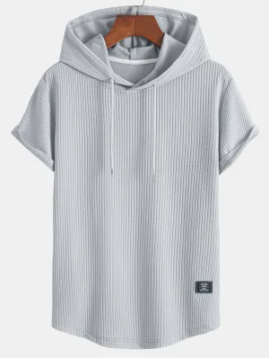 Ribbed Hooded  Arc Hem T-Shirt