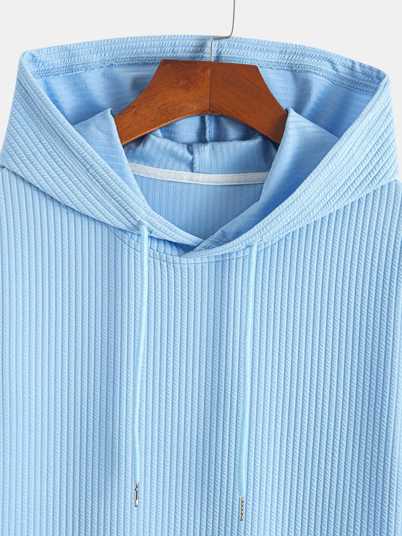 Ribbed Hooded  Arc Hem T-Shirt