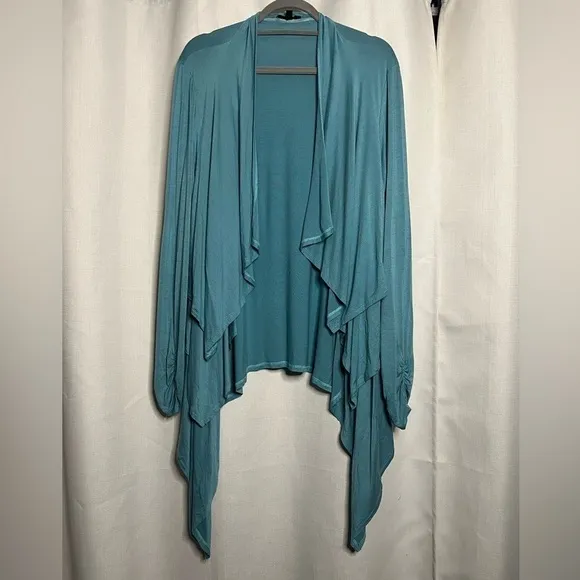 Saks Fifth Avenue Teal Blue Open Cardigan