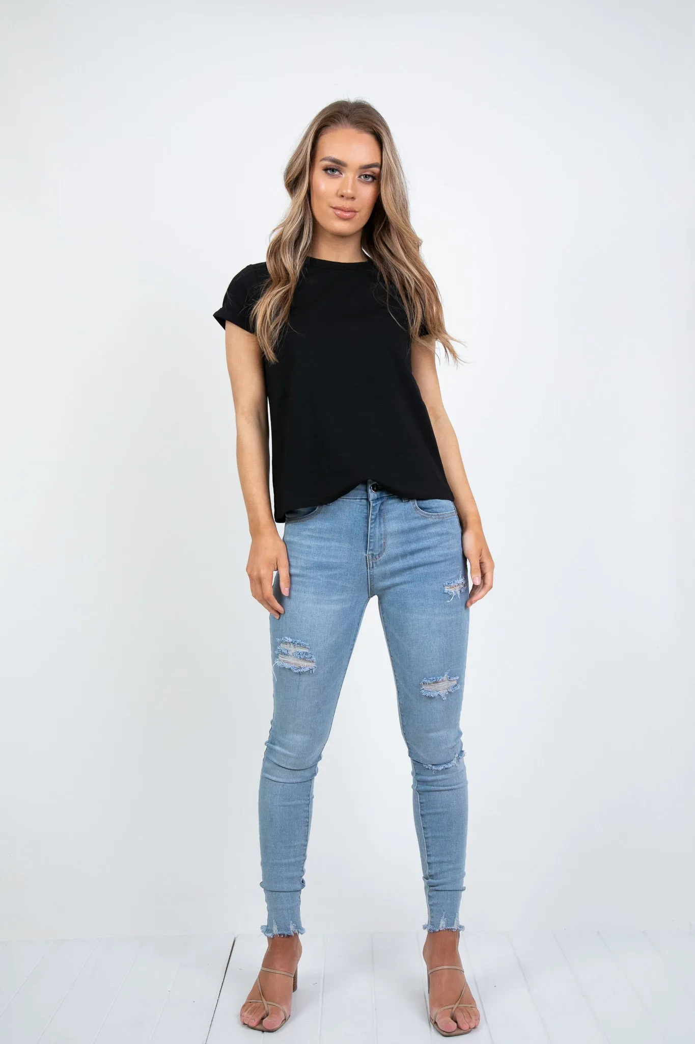 SAXON BASIC COTTON TEE - BLACK