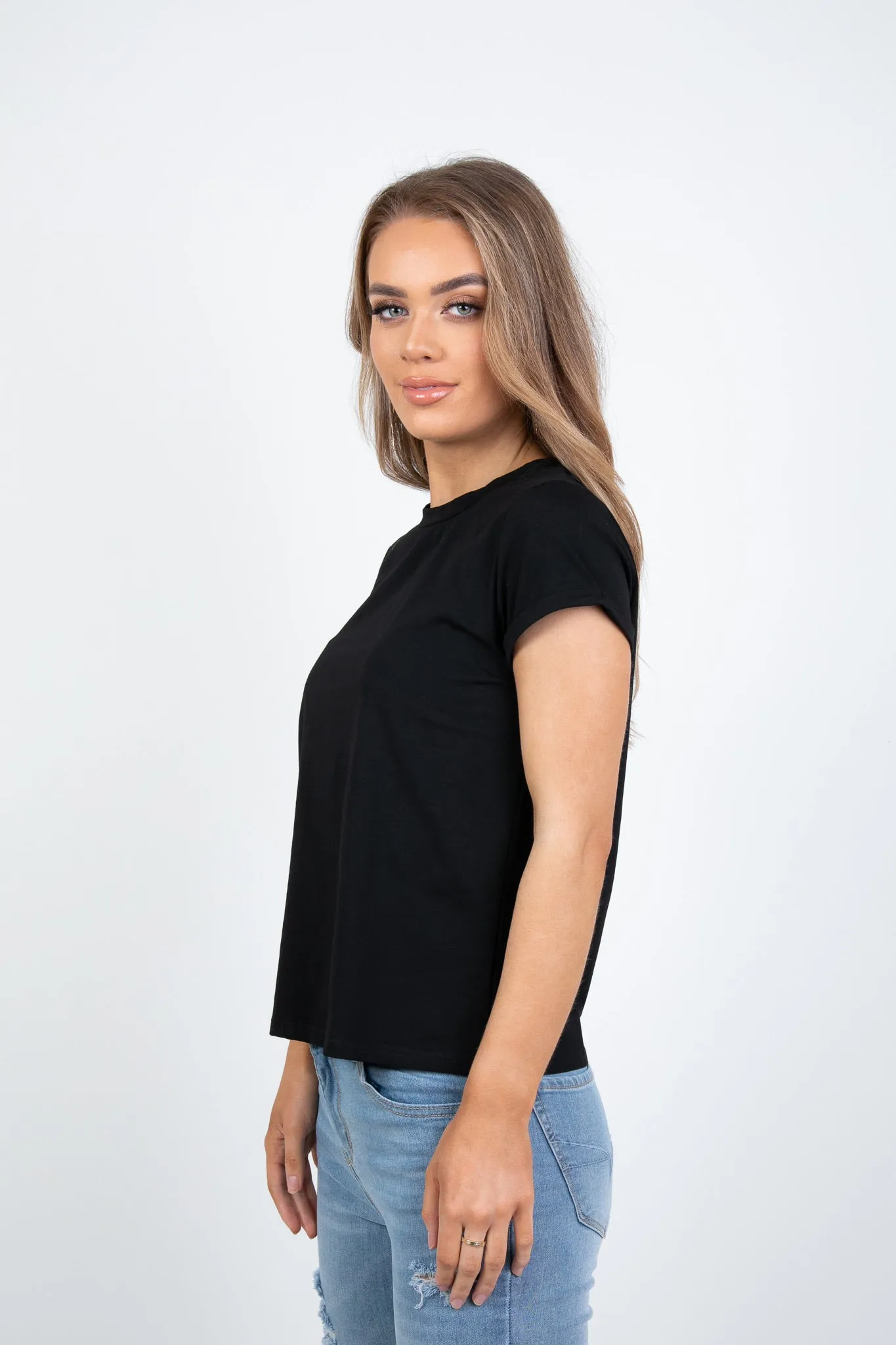 SAXON BASIC COTTON TEE - BLACK