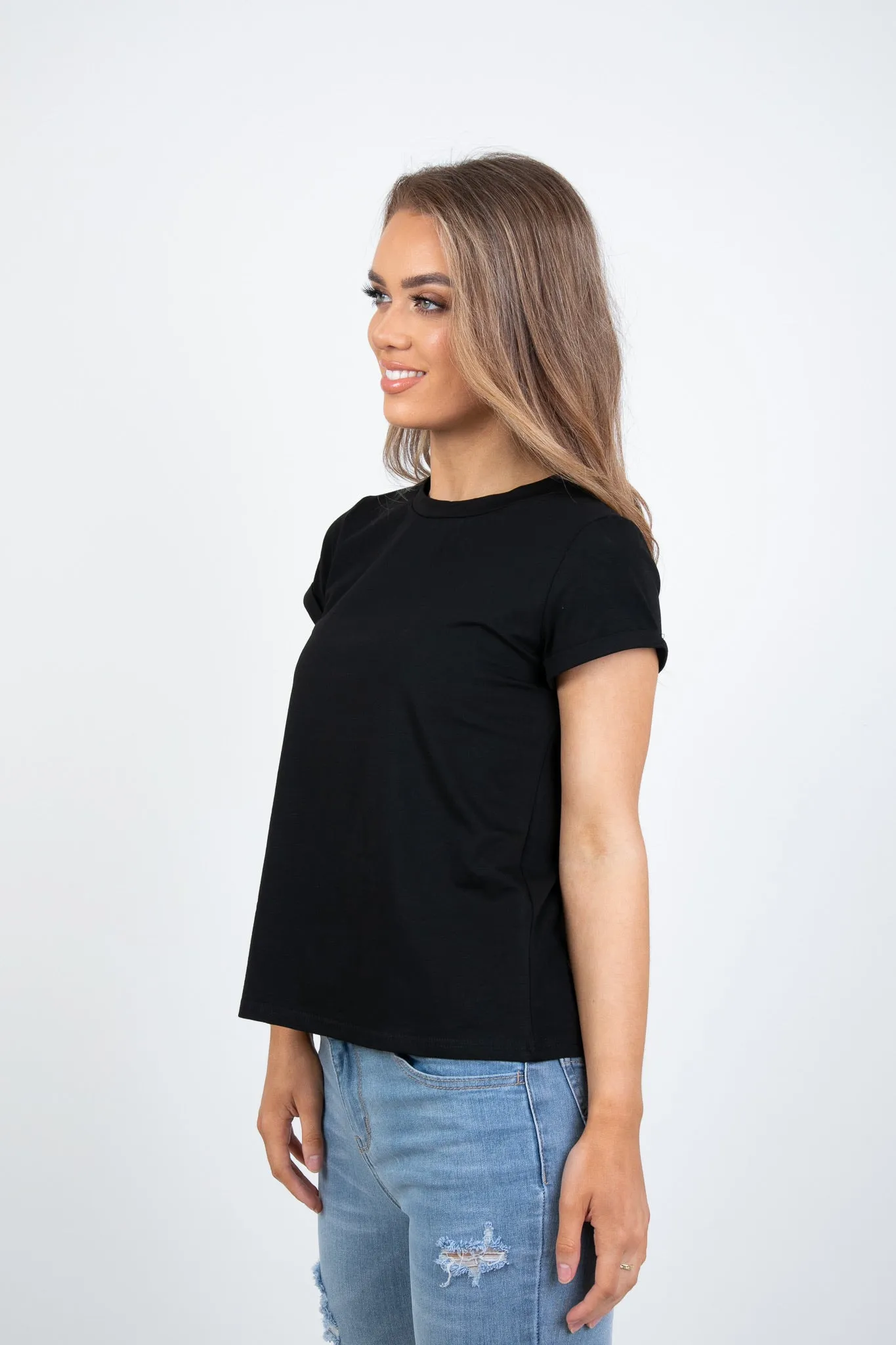 SAXON BASIC COTTON TEE - BLACK