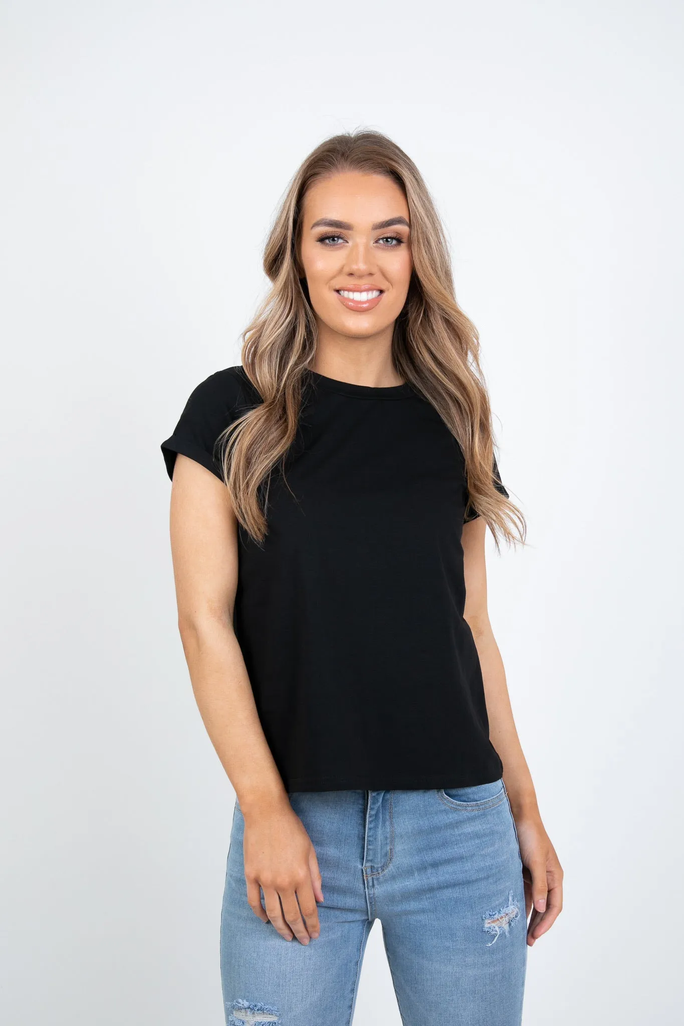 SAXON BASIC COTTON TEE - BLACK