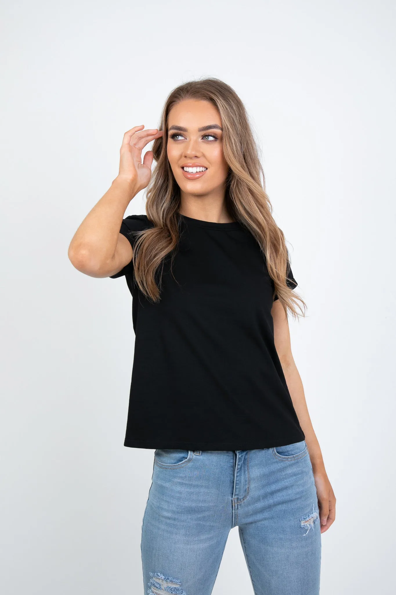 SAXON BASIC COTTON TEE - BLACK