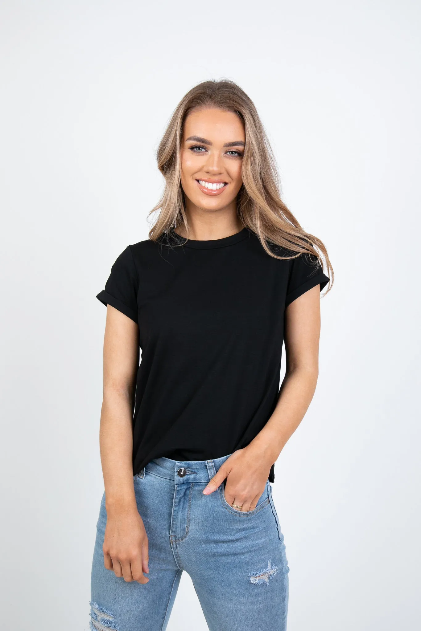 SAXON BASIC COTTON TEE - BLACK