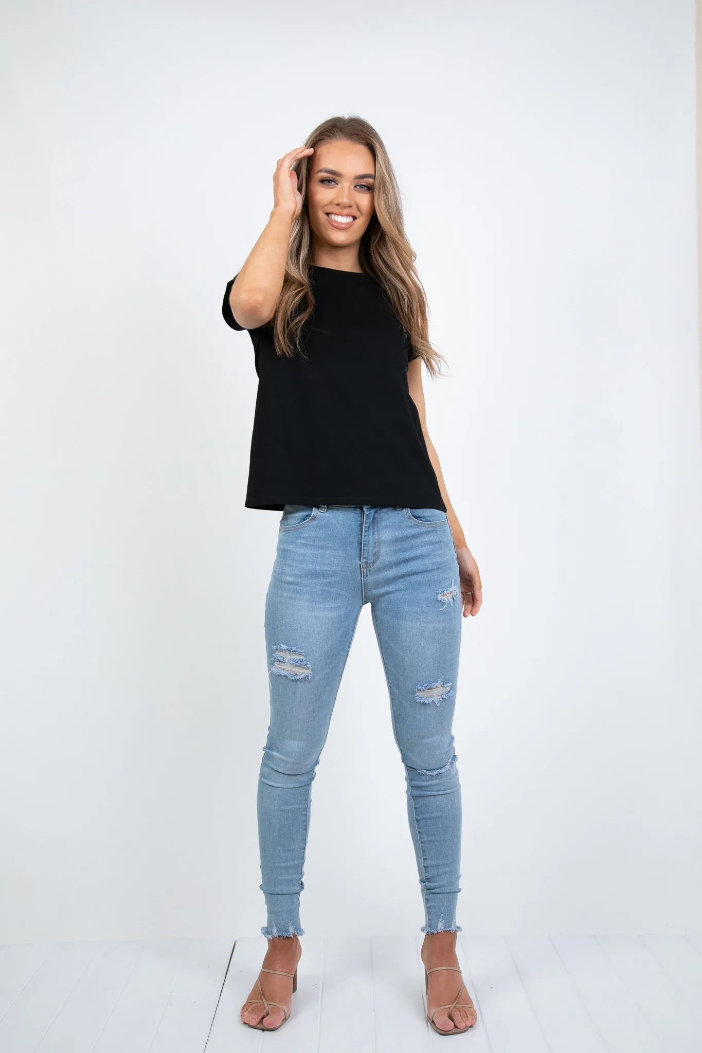 SAXON BASIC COTTON TEE - BLACK
