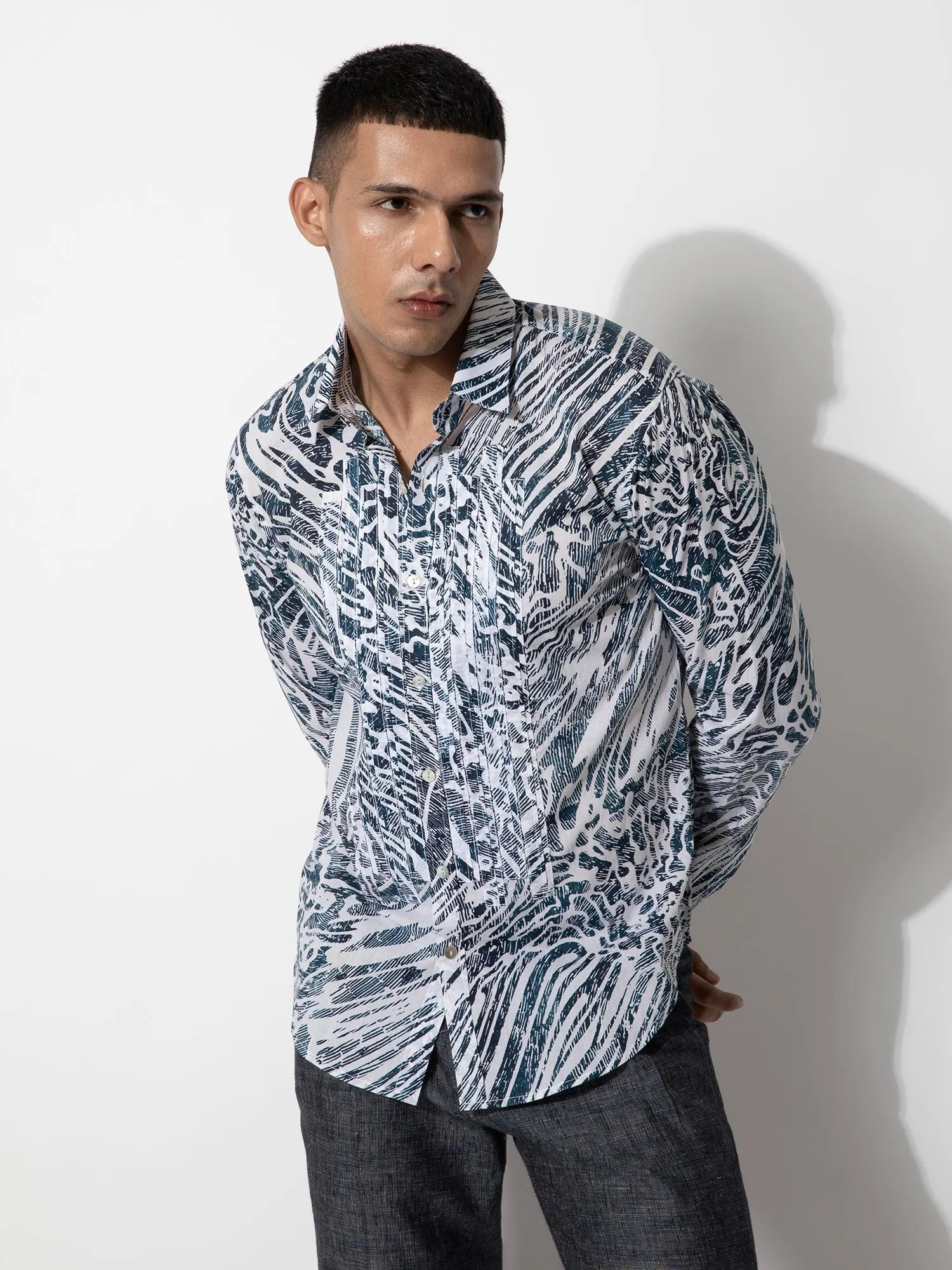 Scenic Glitch Print Shirt