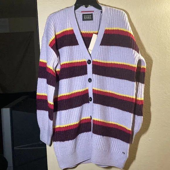 Scotch &amp; soda knitted stripe midi cardigan