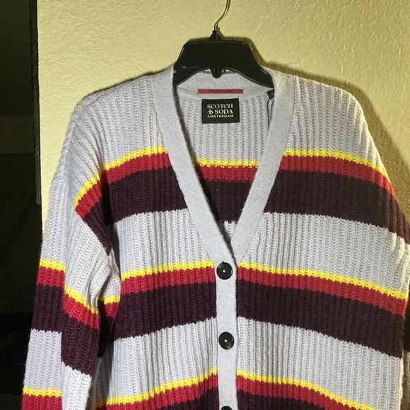 Scotch &amp; soda knitted stripe midi cardigan