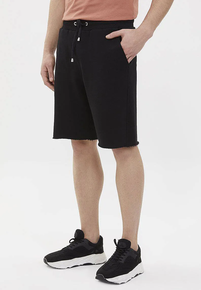 Siyah Basic Pamuklu Slim Fit Erkek Şort ESSENTIALS